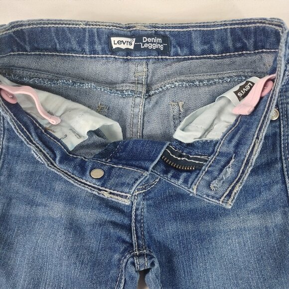 Levis Girls Toddler Embellished Blue Jean Leggings Adjustable Waist Size 4T - Picture 3 of 5